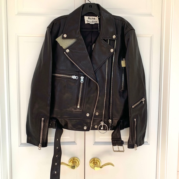 Acne Studios Men’s Leather Moto Jacket - Picture 9 of 15